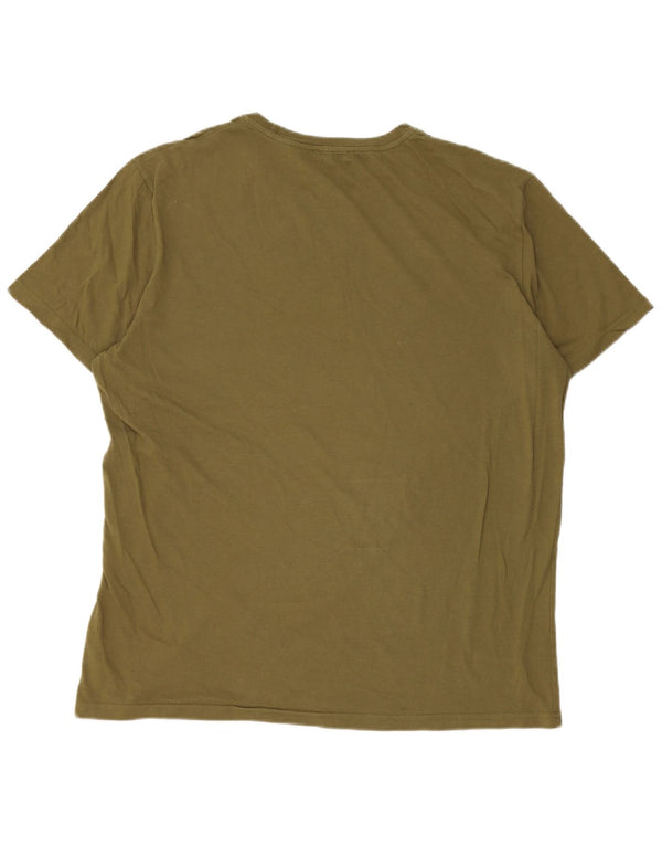 Benetton Mens T-Shirt Top XL Khaki Cotton