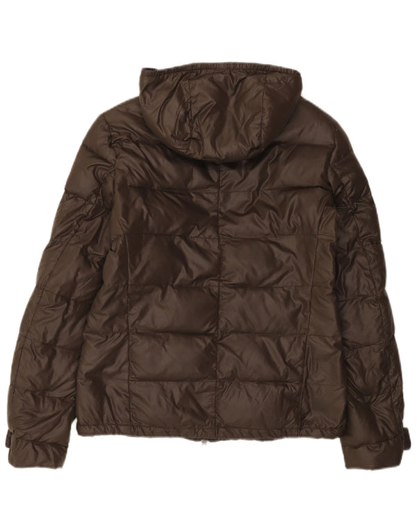 Dack's Womens Hooded Padded Jacket UK 10 Small Brown Nylon