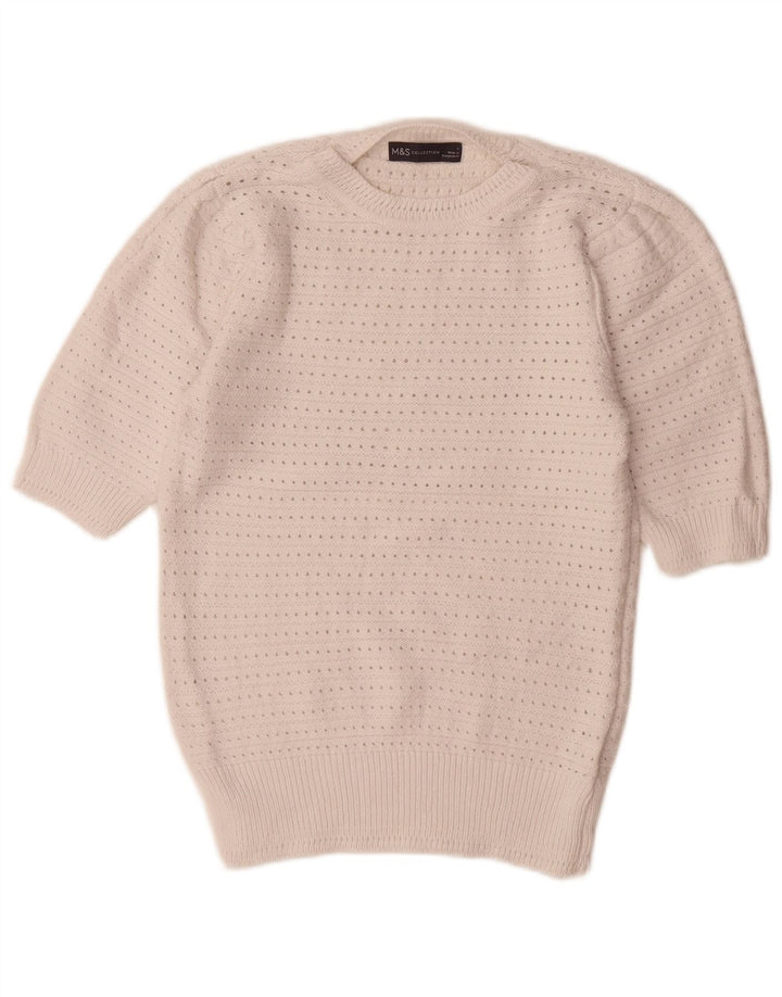 Marks & Spencer Womens Crew Neck Jumper Sweater UK 10 Small White