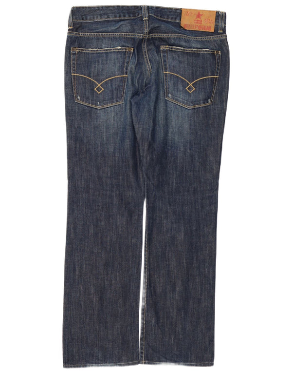 Uniform Mens Straight Jeans W34 L32 Blue Cotton