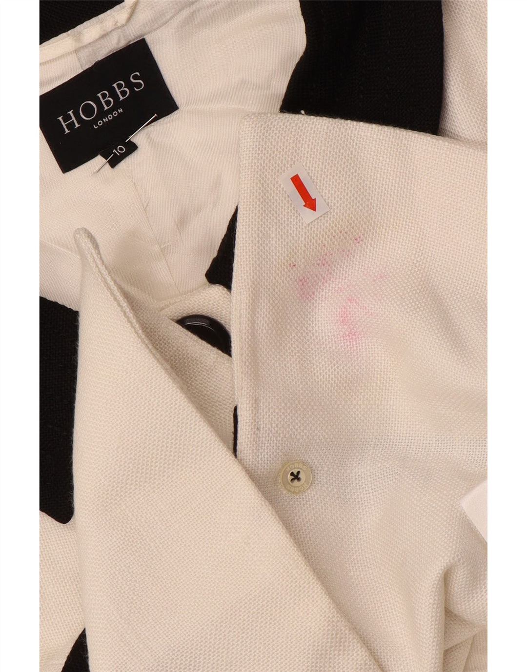 Hobbs Womens Crop 2 Button Blazer Jacket UK 10 Small White Colourblock