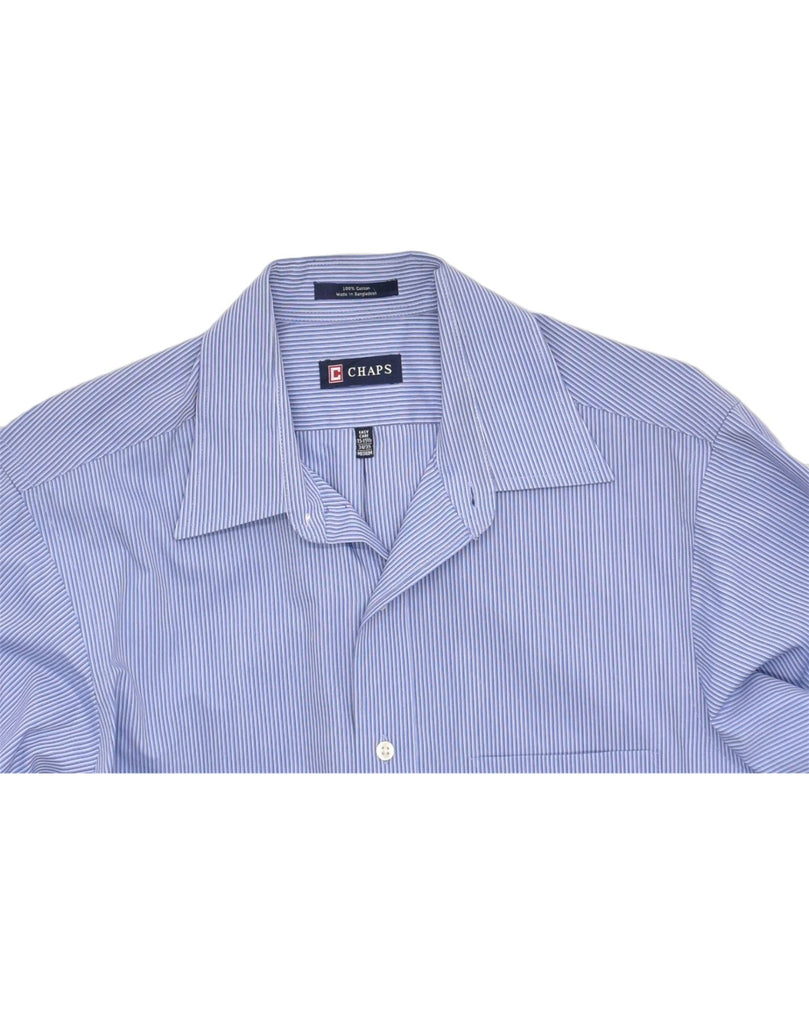 CHAPS Mens Easy Care Shirt Size 15  15 1/2 Medium Blue Striped Cotton | Vintage | Thrift | Second-Hand | Used Clothing | Messina Hembry 