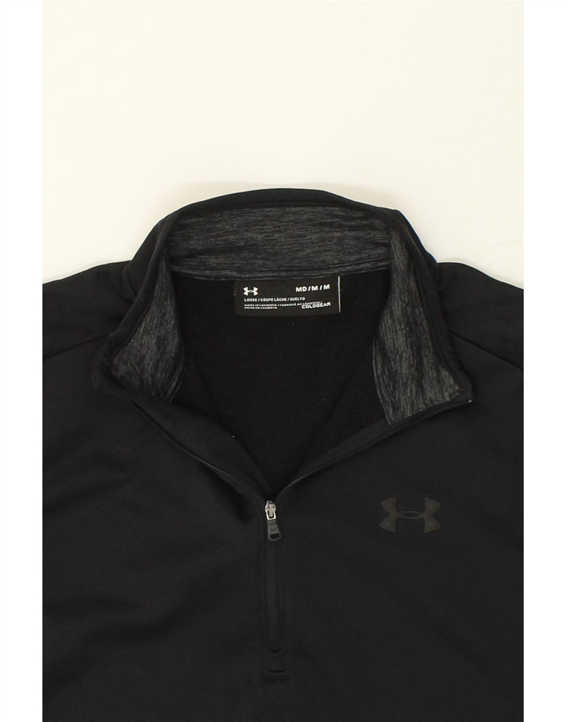 UNDER ARMOUR Mens Cold Gear Pullover Tracksuit Top Medium Black Polyester | Vintage Under Armour | Thrift | Second-Hand Under Armour | Used Clothing | Messina Hembry 