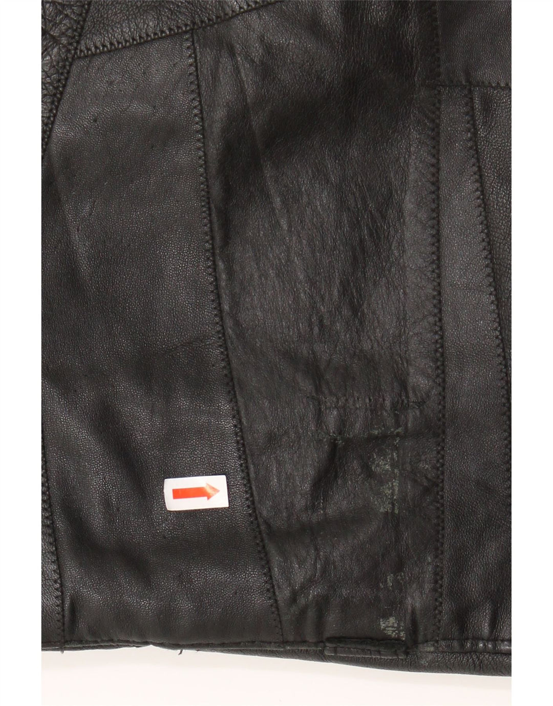 VINTAGE Mens Leather Waistcoat  Large Black Patchwork Leather