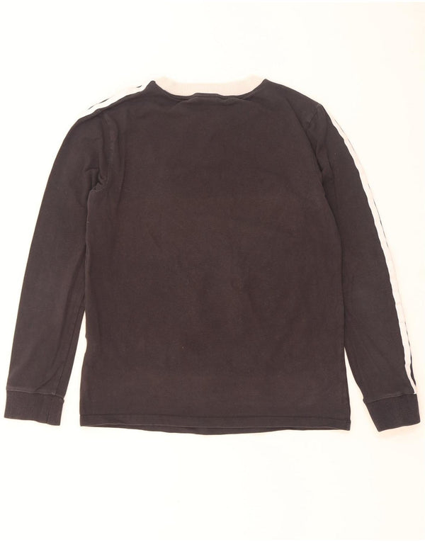 Adidas Womens Top Long Sleeve UK 10 Small Black Colourblock Cotton