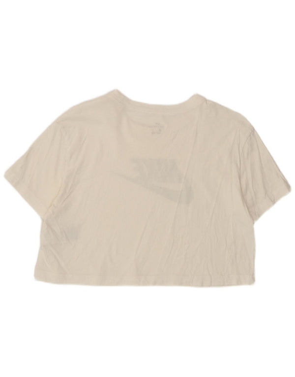 Nike Womens Crop Graphic T-Shirt Top UK 14 Medium White Cotton