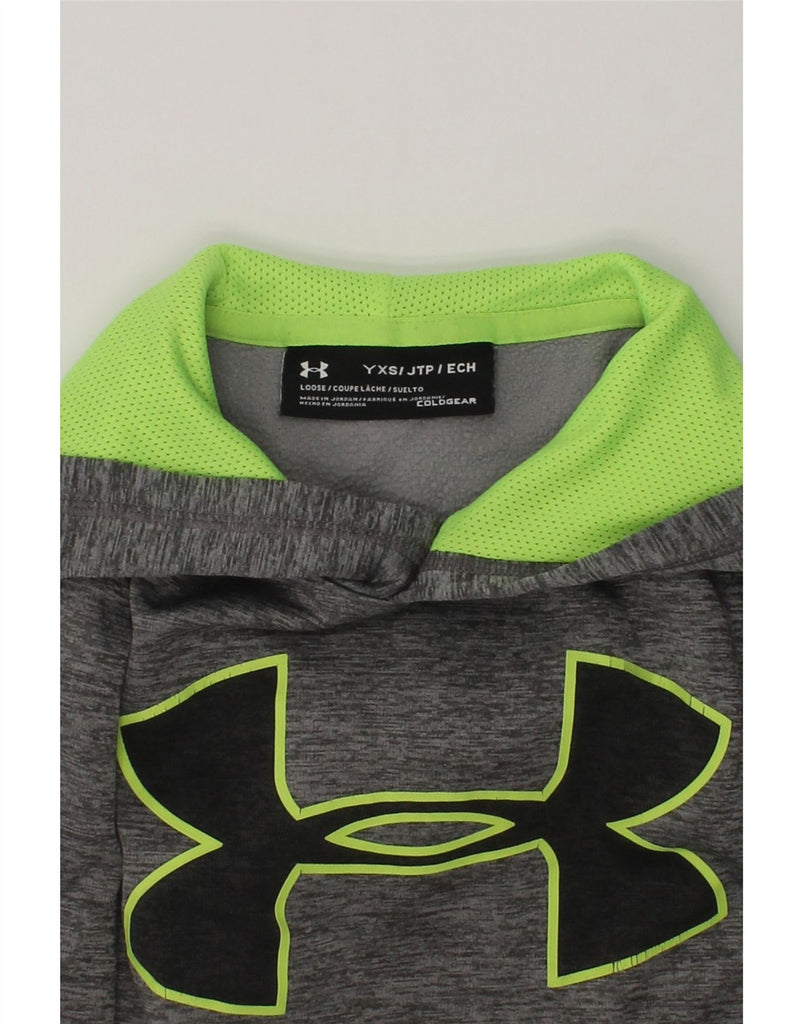 UNDER ARMOUR Boys Graphic Hoodie Jumper 5-6 Years XS Grey Flecked | Vintage Under Armour | Thrift | Second-Hand Under Armour | Used Clothing | Messina Hembry 