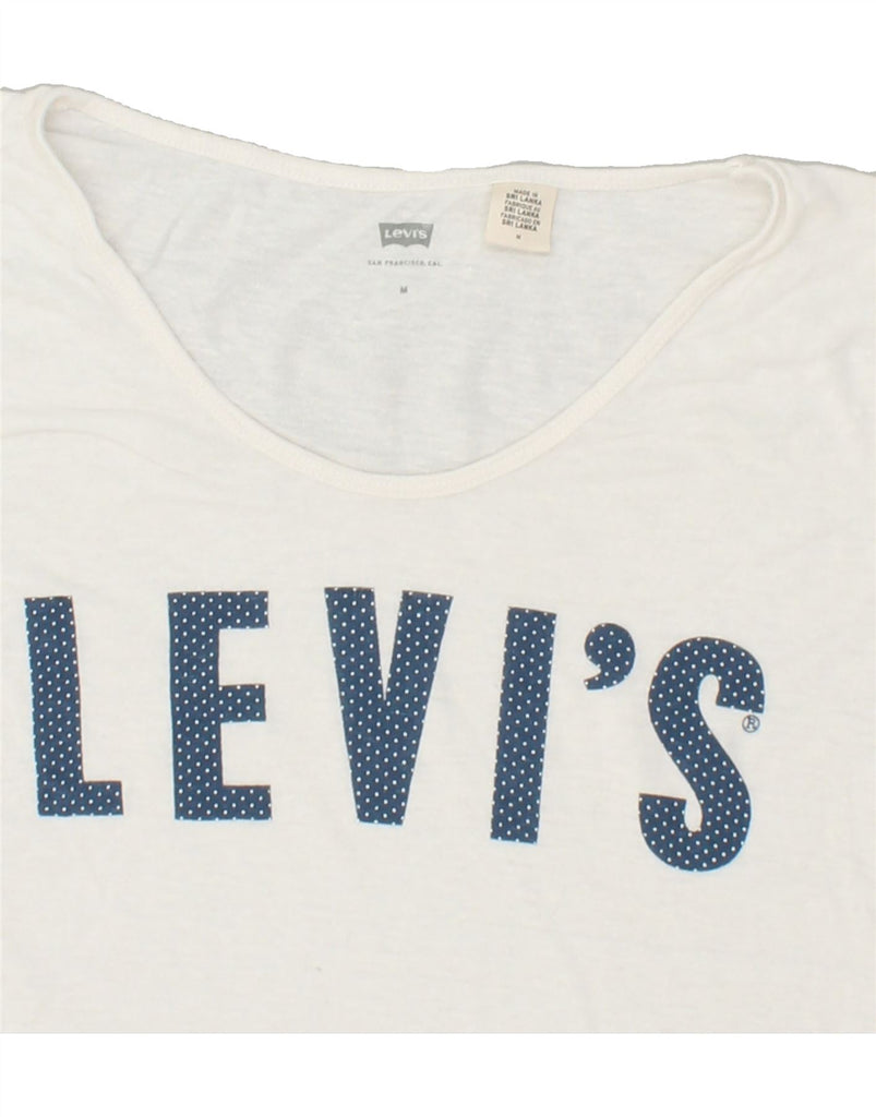 LEVI'S Womens Graphic T-Shirt Top UK 14 Medium White | Vintage Levi's | Thrift | Second-Hand Levi's | Used Clothing | Messina Hembry 