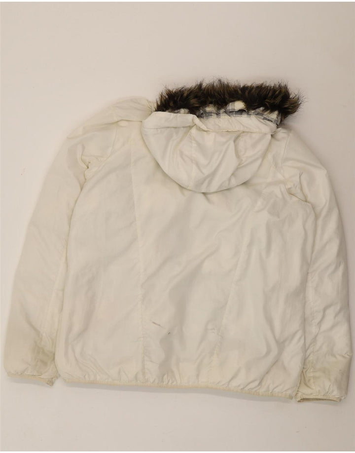 Nike Mens Hooded Reversible Padded Jacket UK 44 2XL White Check Polyester