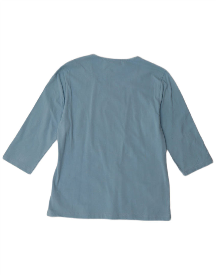 Asics Womens Top 3/4 Sleeve UK 18 XL Blue Cotton