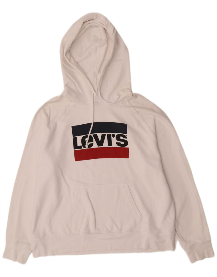 LEVI'S Mens Graphic Hoodie Jumper XL White Cotton
