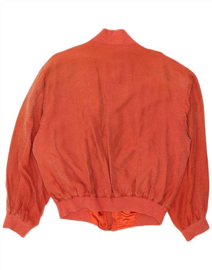 Vintage Mens Bomber Jacket UK 40 Large Orange Silk