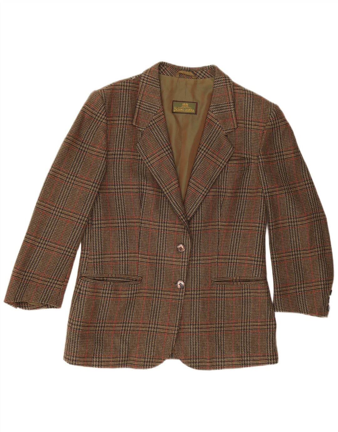 Herno Donna Womens Blazer Jacket IT 44 Medium Brown Houndstooth Wool