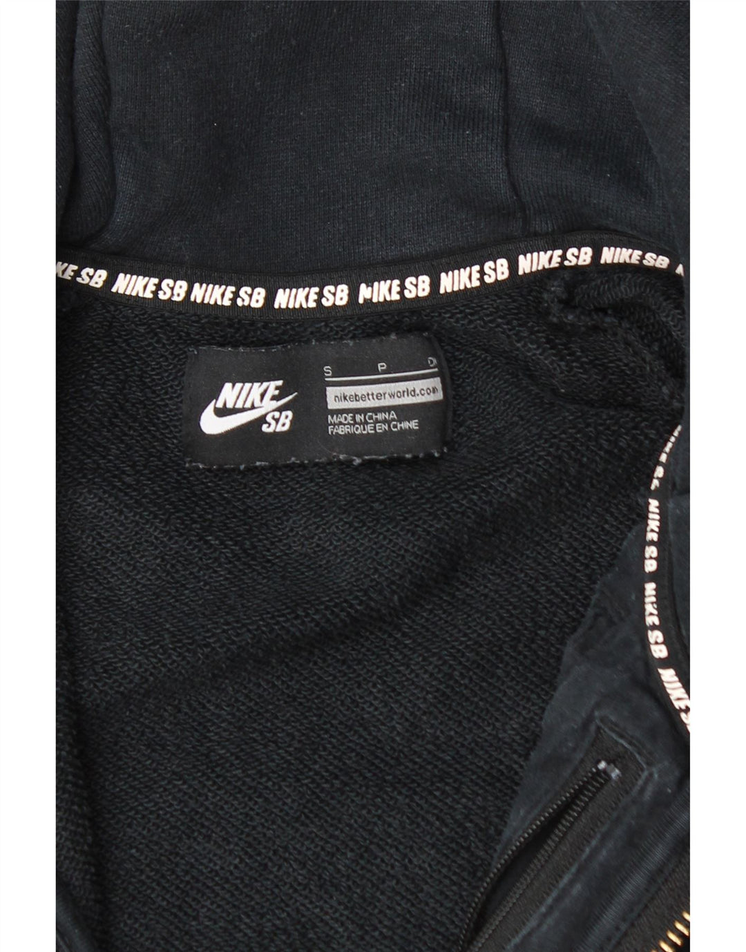 NIKE Mens Zip Hoodie Sweater Small Black Cotton