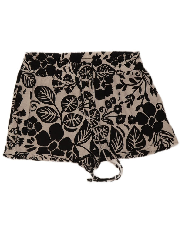 Zara Womens High Waist Hot Pants Large W30 White Floral Viscose