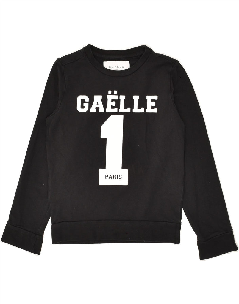 GAELLE Girls Graphic Sweatshirt Jumper 9-10 Years Black Cotton | Vintage Gaelle | Thrift | Second-Hand Gaelle | Used Clothing | Messina Hembry 