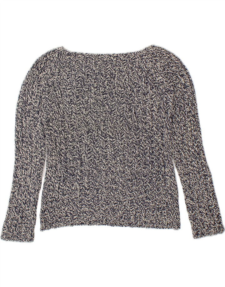 BENETTON Womens Boat Neck Jumper Sweater UK 16 Medium Navy Blue | Vintage Benetton | Thrift | Second-Hand Benetton | Used Clothing | Messina Hembry 