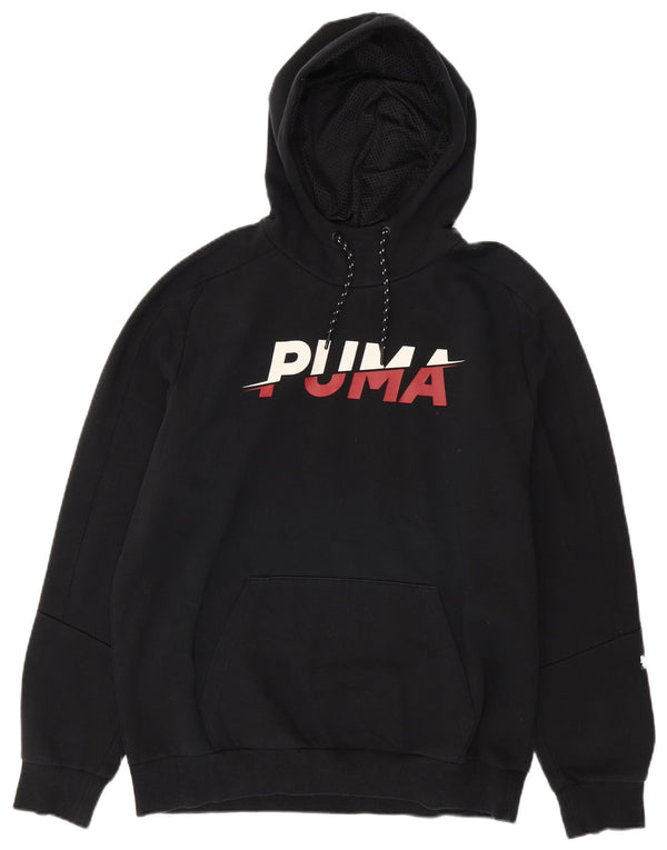 Puma Mens Graphic Hoodie Jumper Large Black Cotton