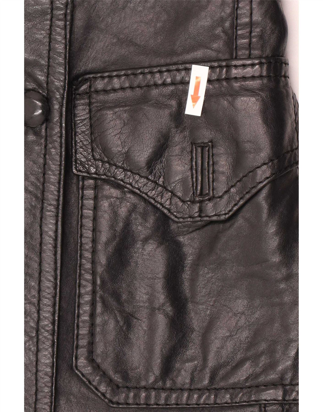 Vintage Womens Double Breasted Leather Jacket UK 8 Small Black