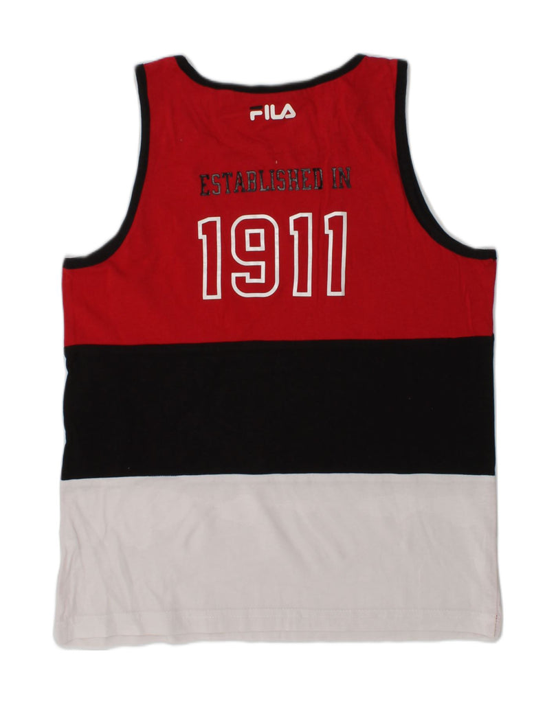 FILA Boys Graphic Vest Top 7-8 Years Red Colourblock | Vintage Fila | Thrift | Second-Hand Fila | Used Clothing | Messina Hembry 