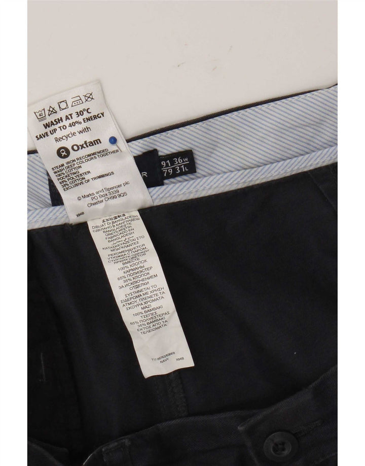 Marks & Spencer Mens Blue Harbour Straight Chino Trousers W36 L31 Navy