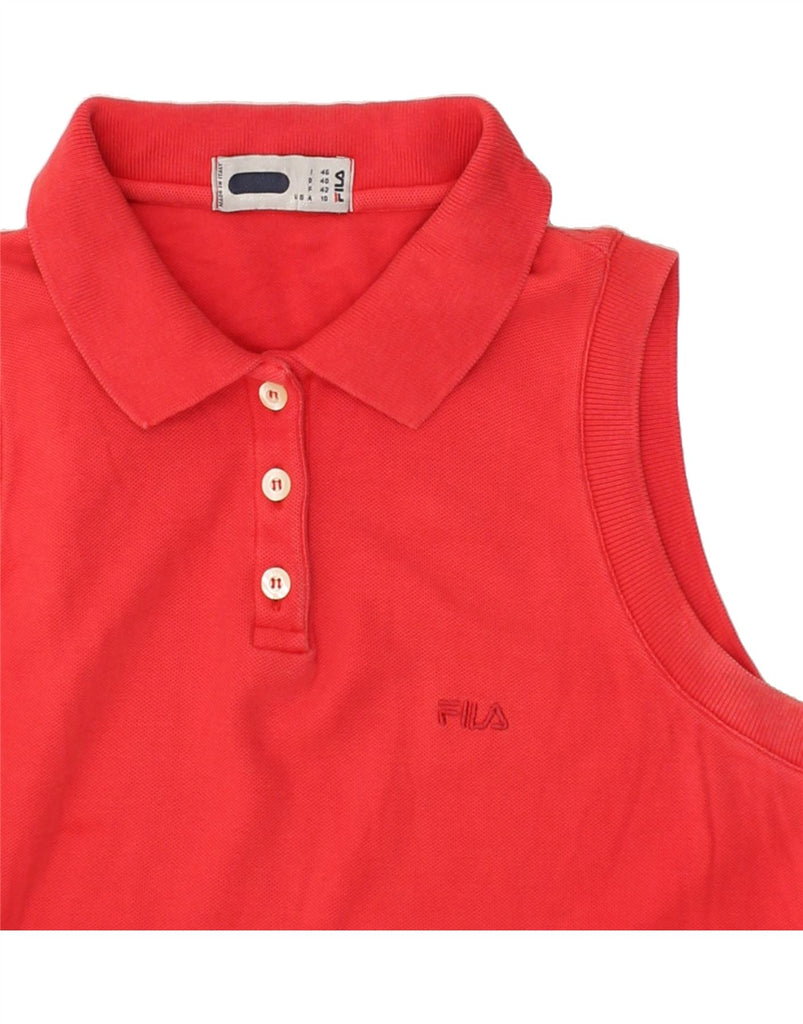 FILA Womens Sleeveless Polo Shirt IT 46 Large Red Cotton | Vintage Fila | Thrift | Second-Hand Fila | Used Clothing | Messina Hembry 