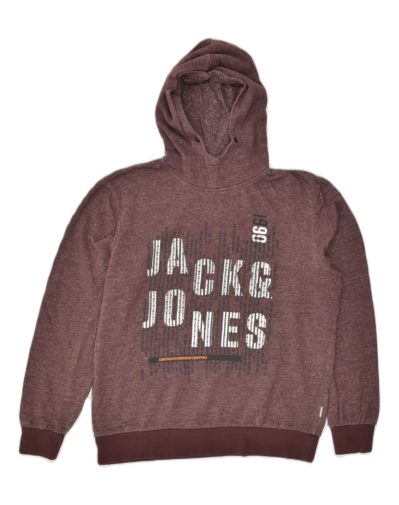 JACK & JONES Mens Core Graphic Hoodie Jumper Large Maroon Cotton | Vintage Jack & Jones | Thrift | Second-Hand Jack & Jones | Used Clothing | Messina Hembry 