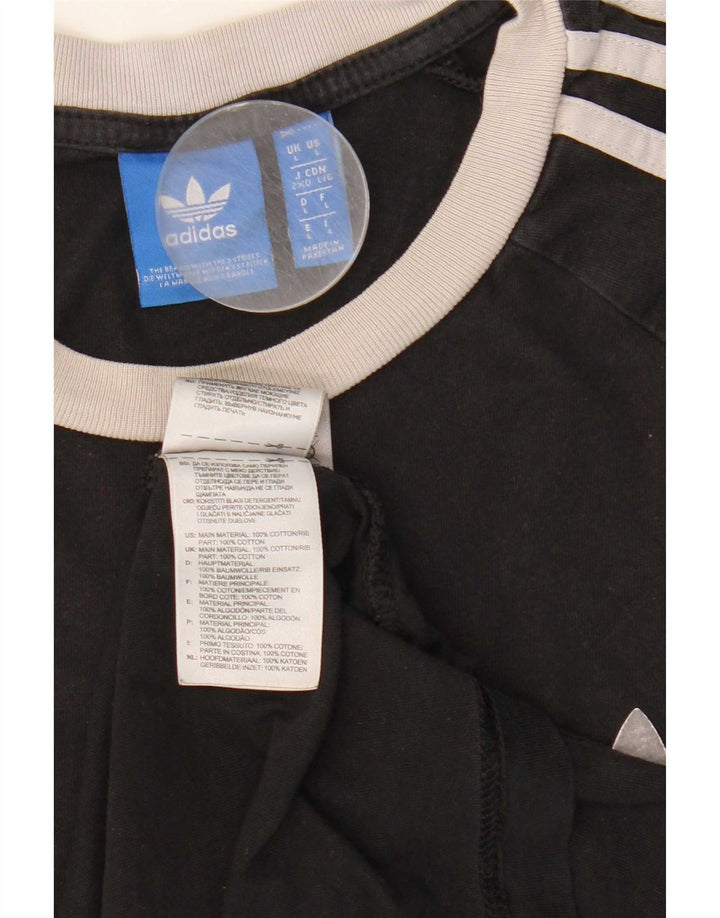 Adidas Mens T-Shirt Top Large Black Colourblock Cotton
