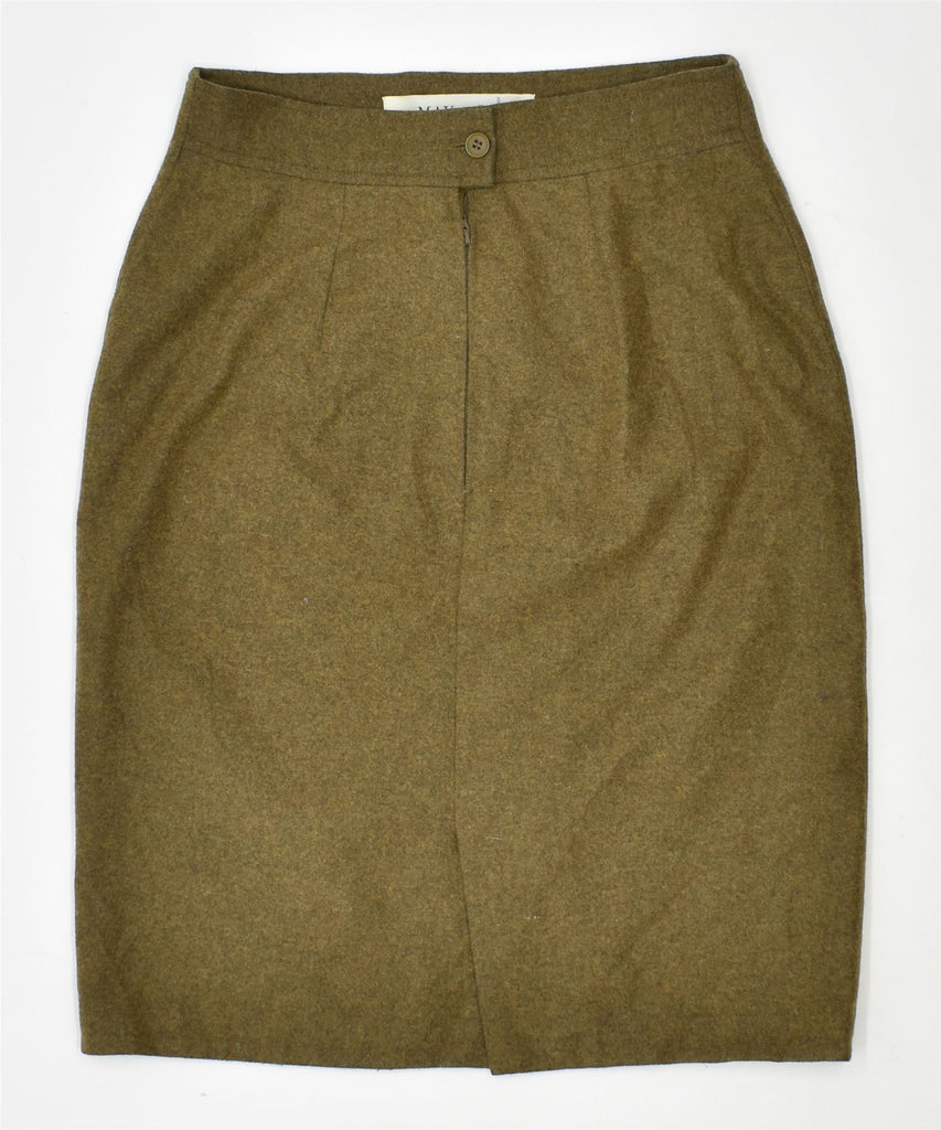 MAX & CO. Womens Pencil Skirt UK 12 Medium W27 Khaki Wool | Vintage Max & Co. | Thrift | Second-Hand Max & Co. | Used Clothing | Messina Hembry 