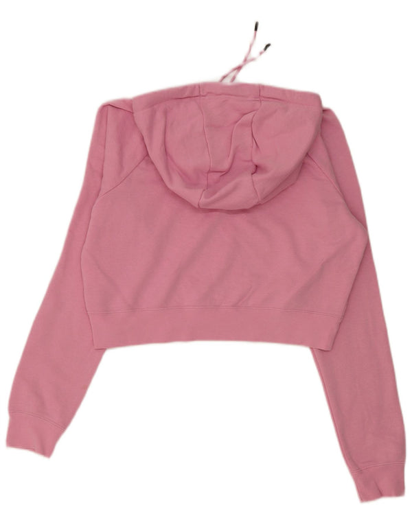 Nike Womens Crop Graphic Oversized Hoodie Jumper UK 10 Small Pink Cotton