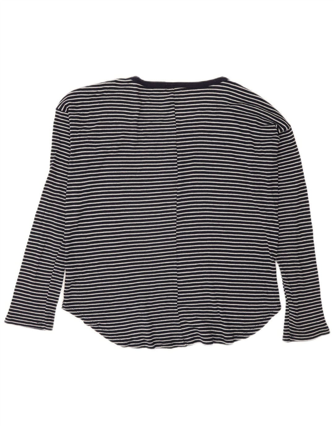 Gas Womens Top Long Sleeve UK 14 Medium Navy Blue Striped Polyester