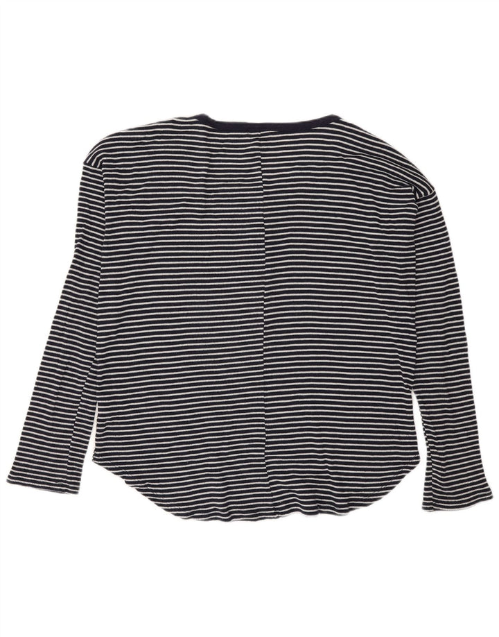 Gas Womens Top Long Sleeve UK 14 Medium Navy Blue Striped Polyester