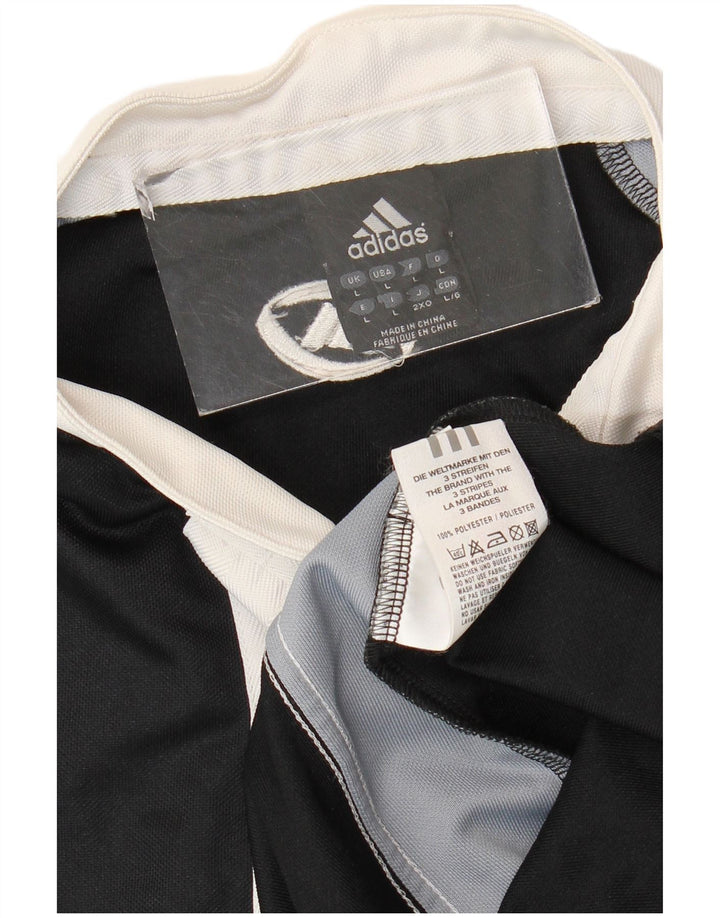 Adidas Mens Polo Shirt Large Black Colourblock Polyester