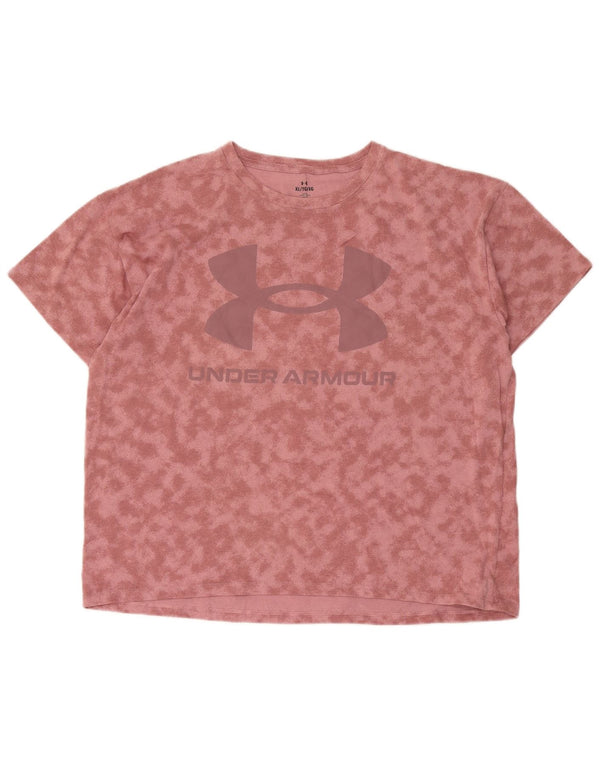Under Armour Womens Graphic T-Shirt Top UK 18 XL Pink Tie Dye Cotton