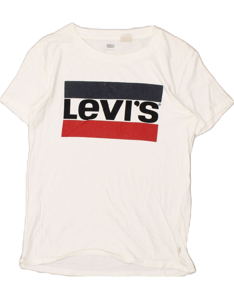 LEVI'S Womens Graphic T-Shirt Top UK 2 2XS White | Vintage Levi's | Thrift | Second-Hand Levi's | Used Clothing | Messina Hembry 