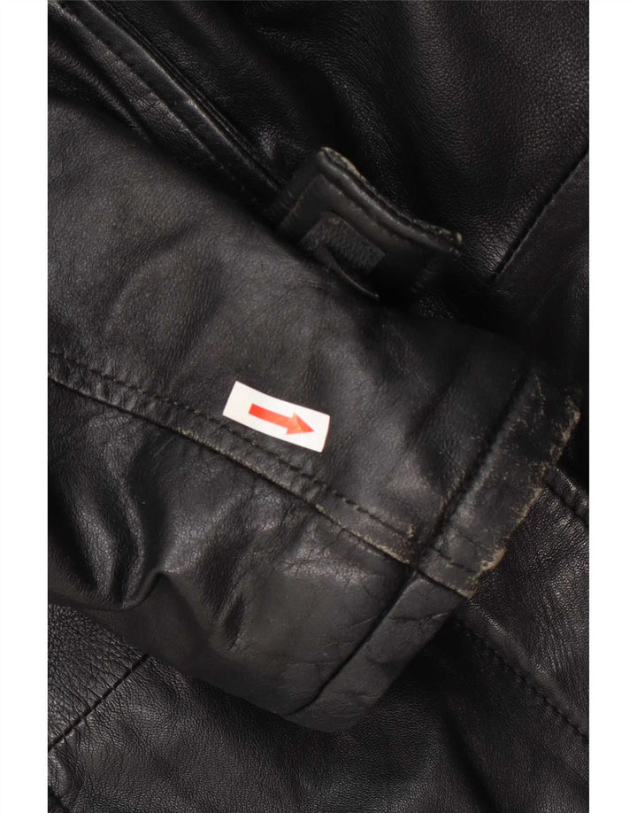 Pellitalia Womens Hooded Leather Jacket UK 18 XL Black