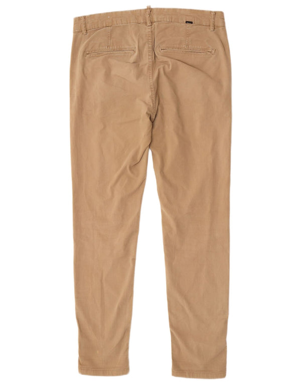 Zara Mens Slim Fit Chino Trousers EU 42 Large W32 L30 Brown Cotton