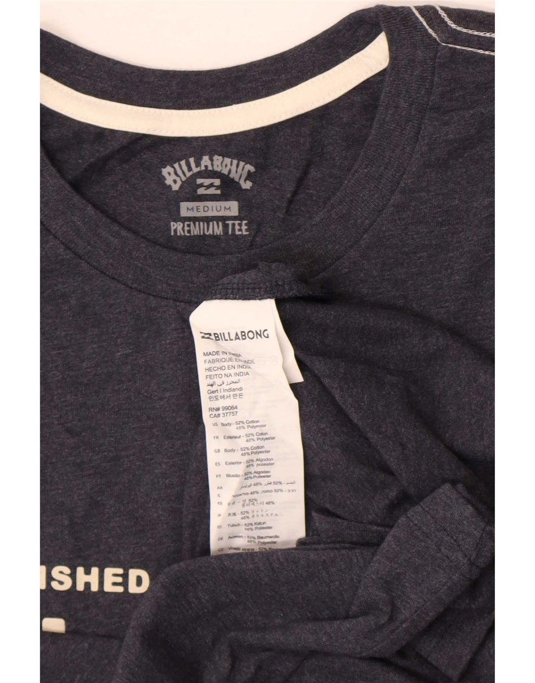 Billabong Mens Graphic T-Shirt Top Medium Grey Cotton