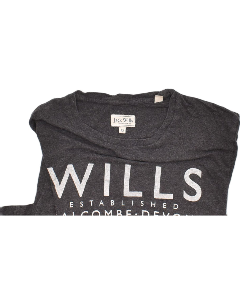 JACK WILLS Mens Graphic T-Shirt Top XS Grey Cotton | Vintage | Thrift | Second-Hand | Used Clothing | Messina Hembry 