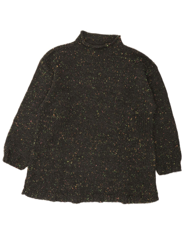 Vintage Womens Turtle Neck Jumper Sweater UK 16 Large Grey Flecked