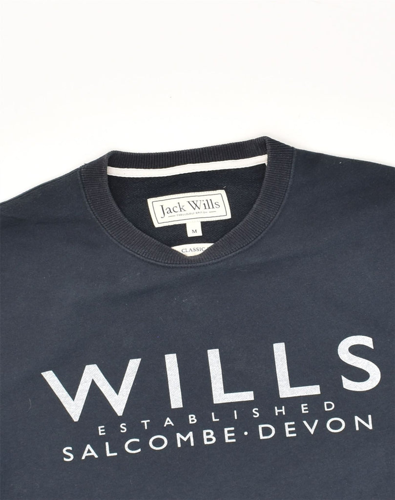 JACK WILLS Mens Graphic Classic Fit Sweatshirt Jumper Medium Navy Blue | Vintage Jack Wills | Thrift | Second-Hand Jack Wills | Used Clothing | Messina Hembry 