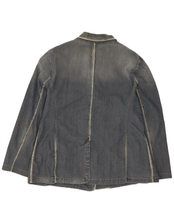 PERTE BY KRIZIA Womens 3 Button Denim Blazer Jacket UK 14 Large Blue