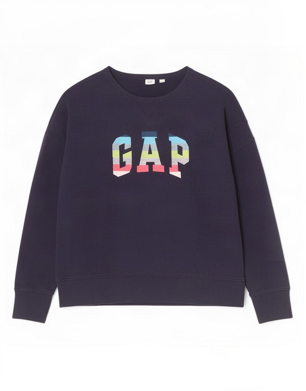 Gap Womens Graphic Oversized Sweatshirt Jumper UK 16 Large Navy Blue Cotton