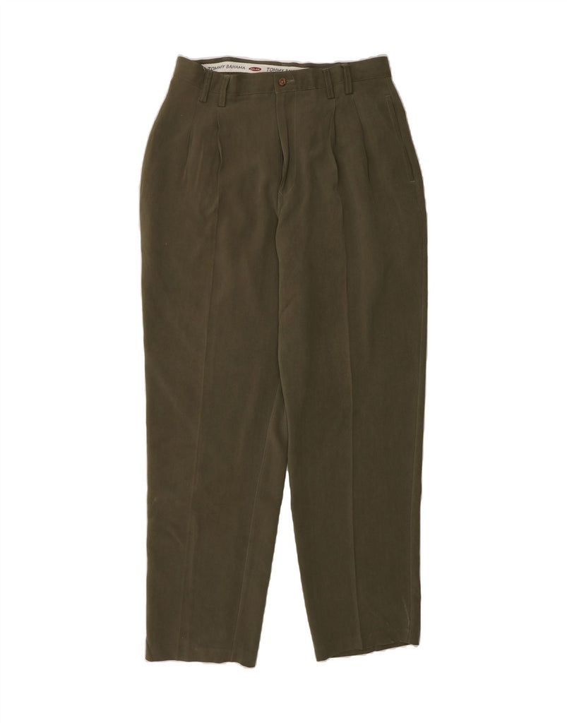 TOMMY BAHAMA Mens High Waist Relaxed Fit Chino Trousers W34 L34 Green Silk Vintage Tommy Bahama and Second-Hand Tommy Bahama from Messina Hembry 