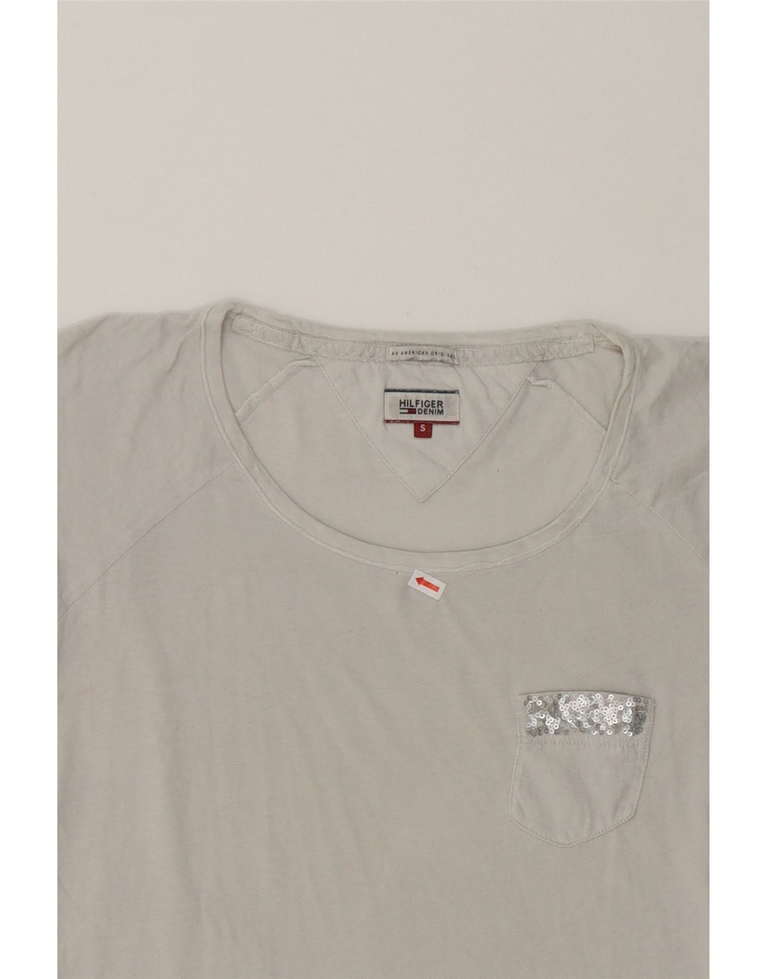 TOMMY HILFIGER Womens Longline T-Shirt Top UK 10 Small White Vintage Tommy Hilfiger and Second-Hand Tommy Hilfiger from Messina Hembry 