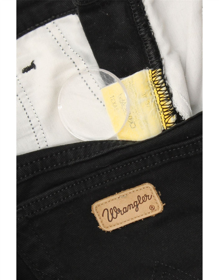 WRANGLER Mens Texas Straight Jeans W38 L32 Black Cotton