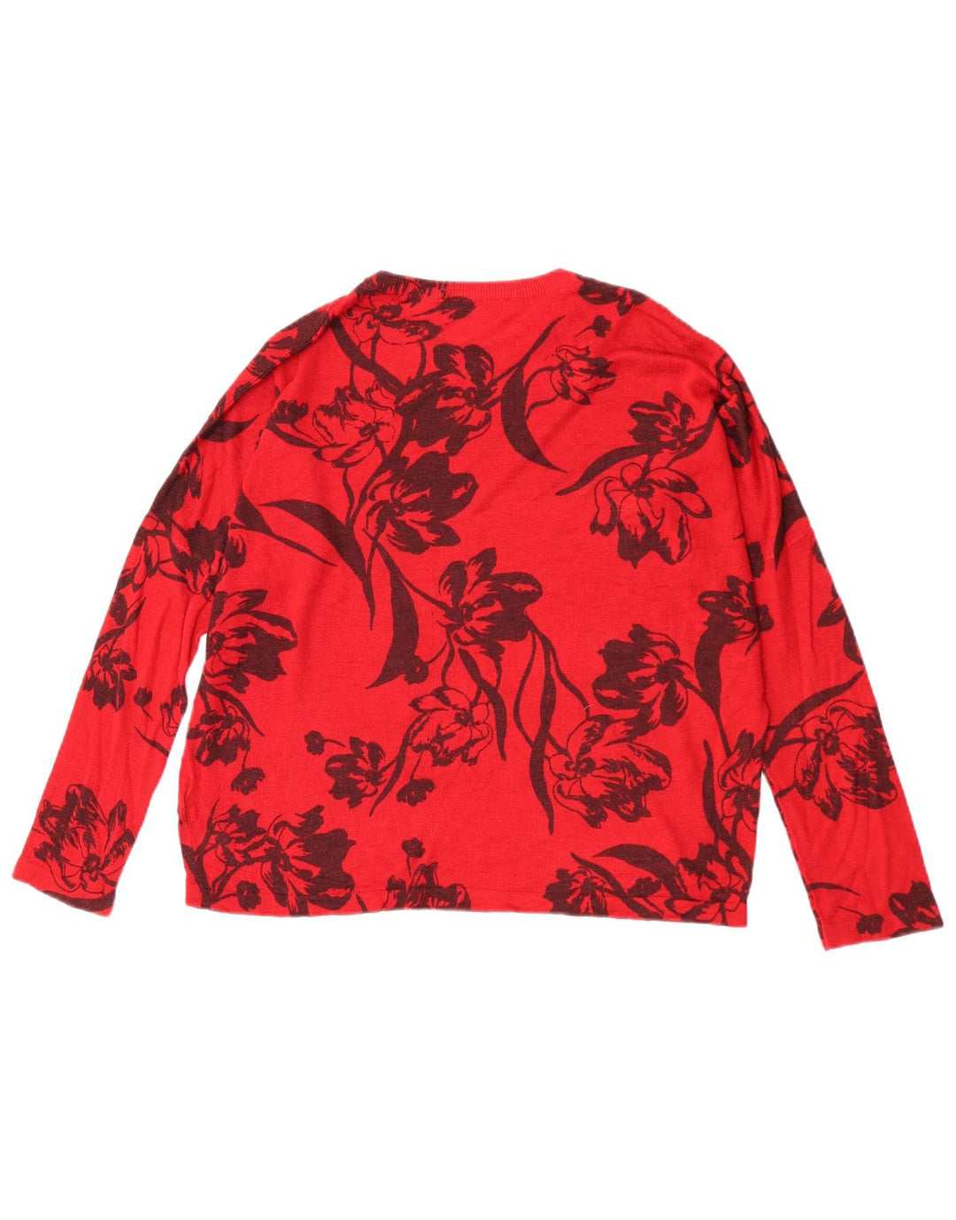 Marks & Spencer Womens Crew Neck Jumper Sweater UK 14 Medium Red Floral