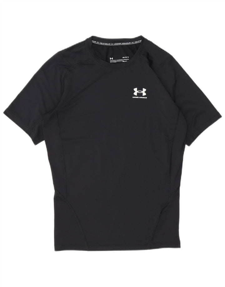 Under Armour Mens Heat Gear T-Shirt Top Large Black Polyester
