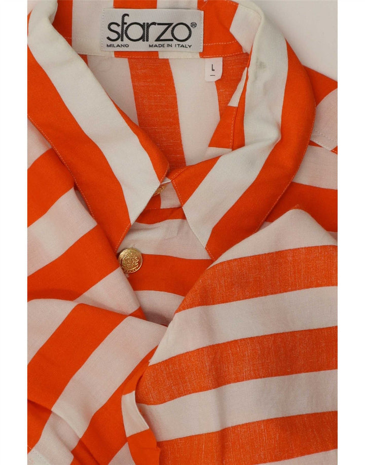 Sfarzo Womens Short Sleeve Shirt UK 14 Large Orange Striped