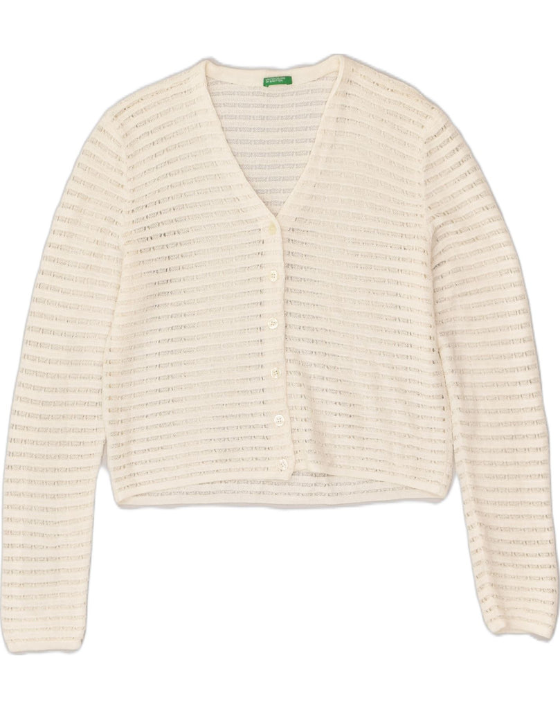 UNITED COLORS OF BENETTON Womens Cardigan Sweater UK 12 Medium White | Vintage United Colors of Benetton | Thrift | Second-Hand United Colors of Benetton | Used Clothing | Messina Hembry 